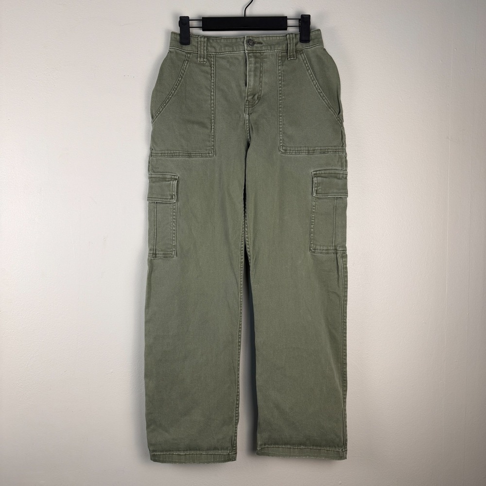 Hollister Dad‎ Pants Women's 1R/ W25 Green High-Rise Utility Cargo Straight Leg